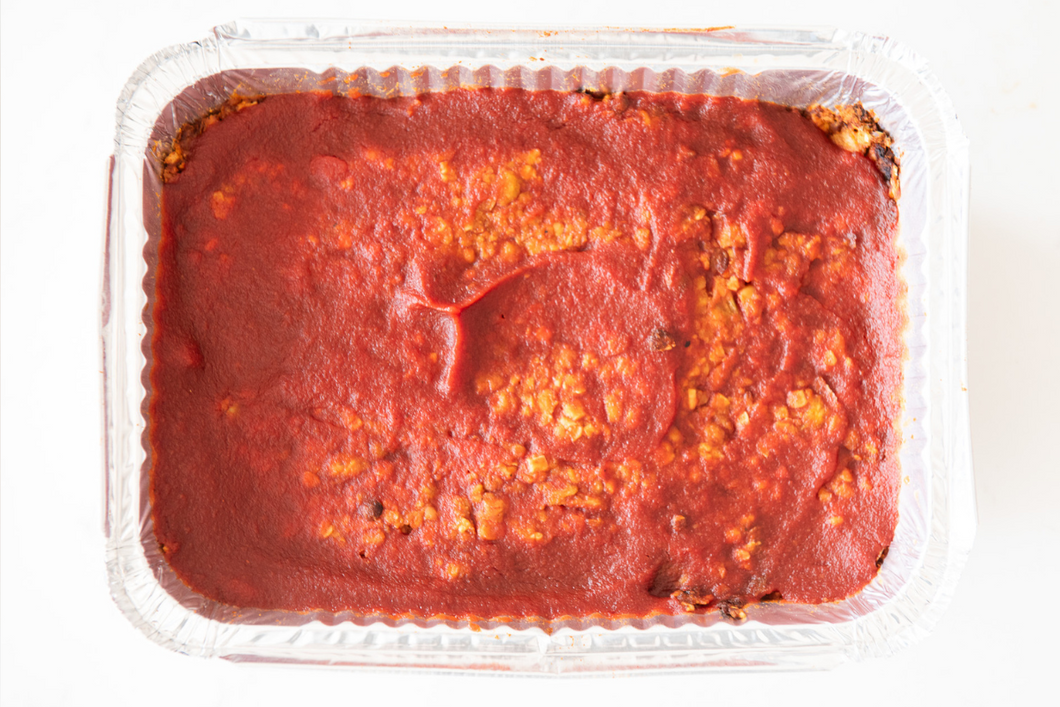 Chickpeas and Lentil Faux Meatloaf with a Paprika Tomato Sauce